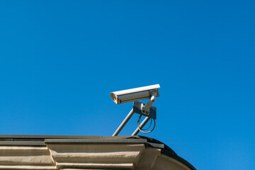 surveillance camera, placed to control street, buildings and control crimes and area security. big...