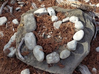 Heart-shaped stone arrangement