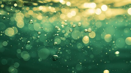 Obraz premium Underwater bubbles and bokeh in a crystal-clear.