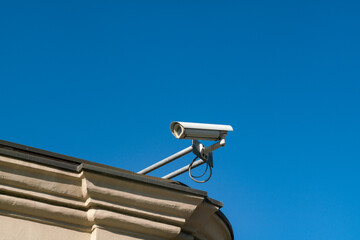 Surveillance video cameras placed to control buildings and entrances help to verify crimes and area...