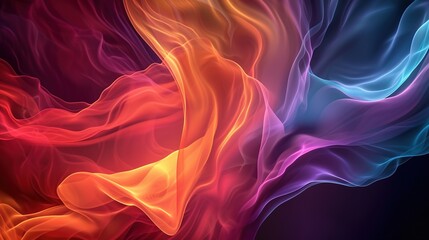 Abstract smoke swirls in a vibrant background.