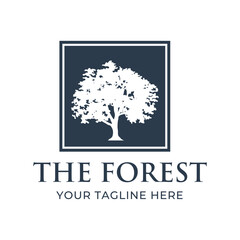 Tree logo design. Pine forest logo vector illustration