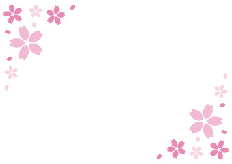 シンプル　桜　フレーム  角　ピンク