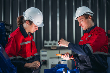 Technician Conducting Electrical Safety Check on Robot.