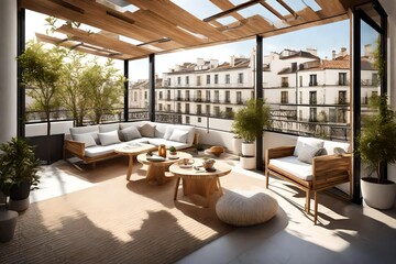 The sunny, stylish balcony terrace is situated in the heart of the city