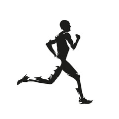 Run, running man isolated vector silhouette, side view