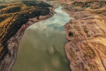 Drone view of nature landscape in Vale de Agua in portugal