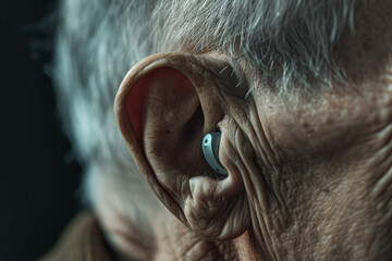 appareil auditif pour personne âgée malentendante - obrazy, fototapety, plakaty