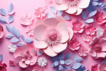 Woman's day background in paper style. woman's day background with flower and leaves.