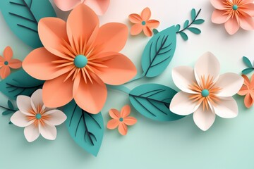 Woman's day background in paper style. woman's day background with flower and leaves.