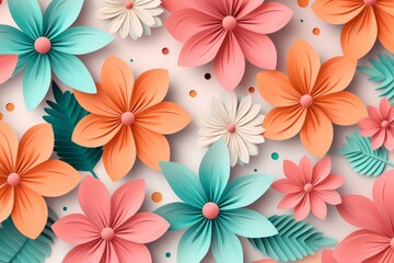 Woman's day background in paper style. woman's day background with flower and leaves.