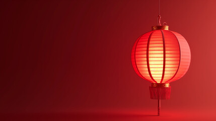 Red Chinese paper lantern on a red background. 