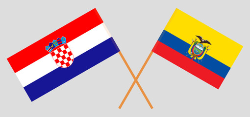 Crossed flags of Croatia and Ecuador. Official colors. Correct proportion