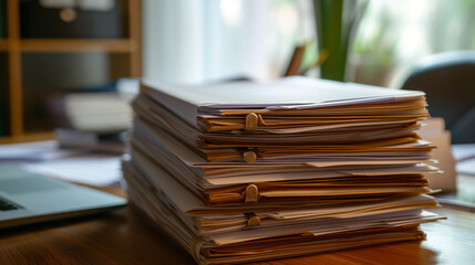 Stack of documents on office desk