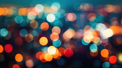 Defocused background with blurred bokeh of city lights. - obrazy, fototapety, plakaty