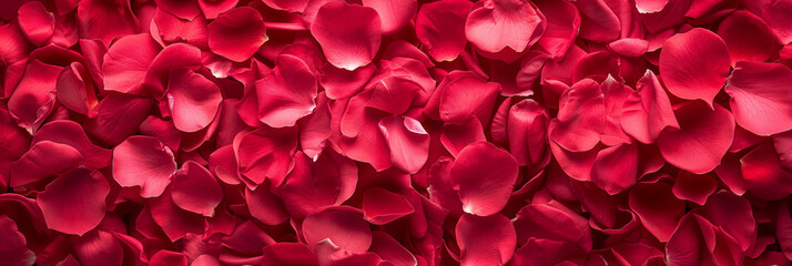 Crimson Rose Petal Tapestry. Overhead view of vibrant rose petals, filling frame. - obrazy, fototapety, plakaty