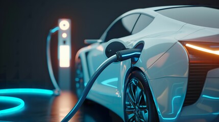 Charging the Future: Electric Car Technology Concept with Copy Space