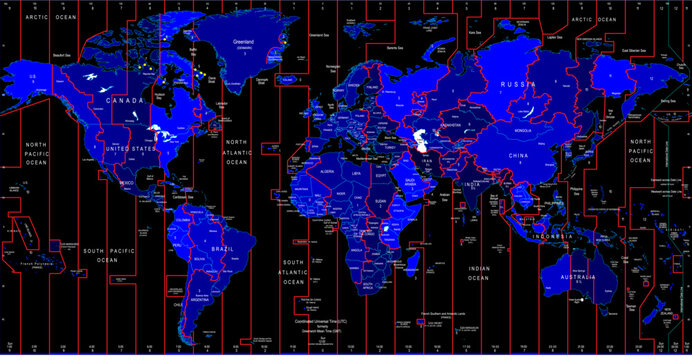 background map with timezones