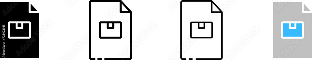 Poster save file button icon set. silhouette, linear, and flat style. vector icons.