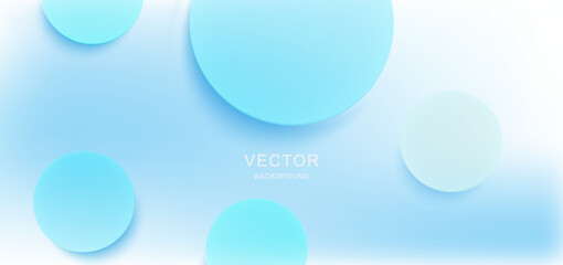 Abstract minimal blue circles gradient color on soft blue background.