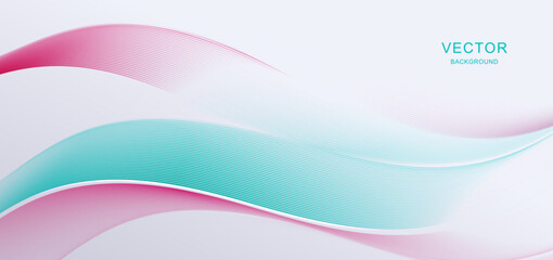 Abstract blue and pink wave lines design on whtie background. Template brochure, poster.