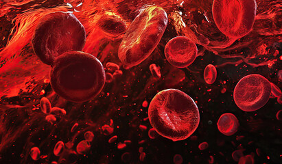 Red Blood Cells Floating in a Blood Vessel Created With Generative AI Technology