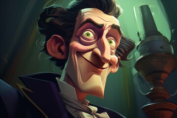 A cartoon villain character with a scary look