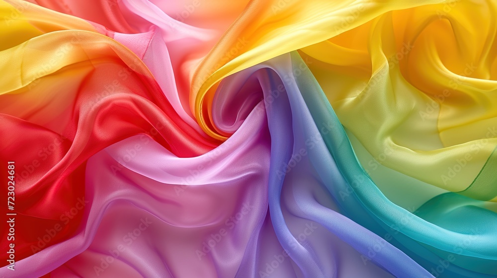 Poster rainbow-like abstract flowing shapes in a background design.