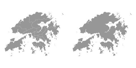 Hong Kong map with administrative divisions. Vector illustration.