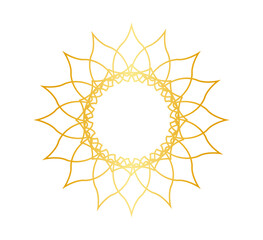 Arabic arch or window. Frame for Ramadan. Golden circle border frame vector illustartion isolated on clear background.