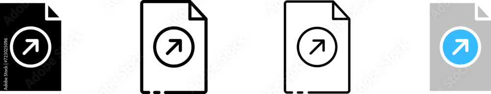 Poster document with side arrow icon set. silhouette, linear, and flat style. vector icons.