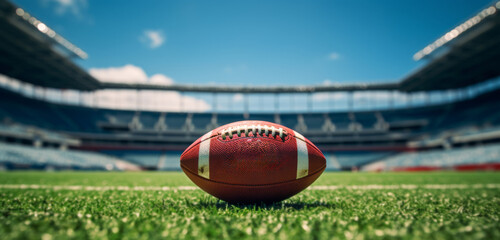 American football Ball green field in American football stadium