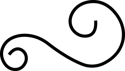 Swirl ornament black line stroke curls, swirls divider and filigree. Flourishes, decorative elements vector icon isolated on transparent background for Calligraphic Victorian art design