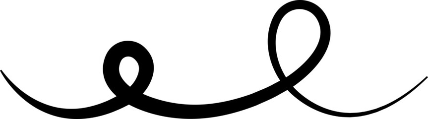 Swirl ornament black line stroke curls, swirls divider and filigree. Flourishes, decorative elements vector icon isolated on transparent background for Calligraphic Victorian art design