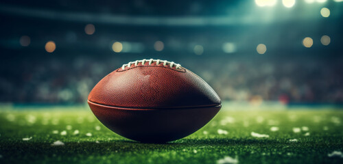 American football Ball green field in American football stadium