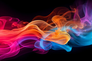 Fototapeta premium Abstract colourful smoke in motion. Smoke, Cloud of cold fog in black background. Light, white, fog, cloud, black background