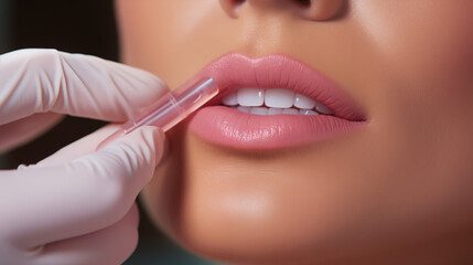 Lips filler injection for beautiful woman's lip 