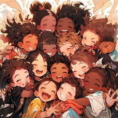 "United Colors: Illustrative Cartoons Promoting Racial Diversity and Togetherness"