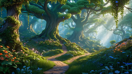 fairy tale forest, big trees, nature