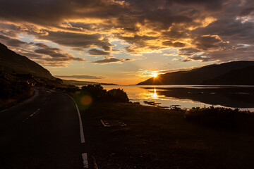 Little Loch Broom at sunset,An Teallach, dundonnell, scottish highlands