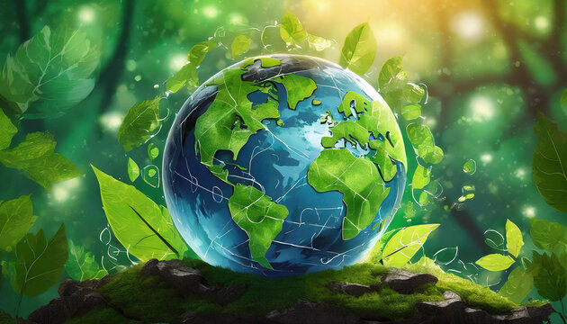 green planet earth symbol, art design