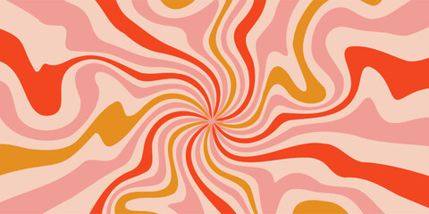 Acid wave rainbow line background in the 1970s 1960s hippie style. carnival wallpaper pattern retro vintage 70s 60s groove. Psychedelic poster background. Vector design illustration. Gold and red