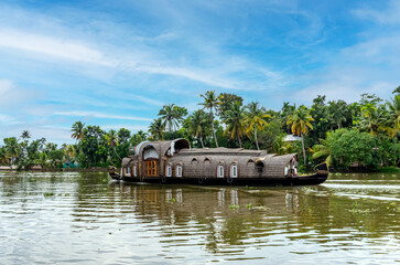  Traditional Indian houseboat in Kerala, India