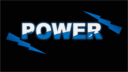 Typography logo word Power - lightning thunder images