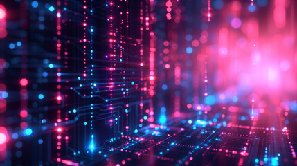 Obraz premium Technological flow landscape background. Technical connections on a digital field.