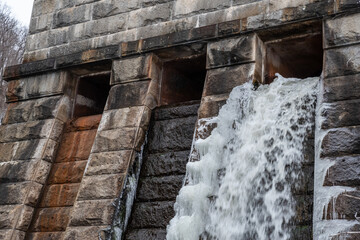 New Croton Dam during winter, Croton-On-Hudson, Croton Gorge Park, NY, USA