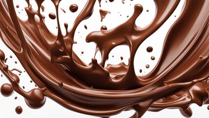 Splashes of chocolate milk on a white background