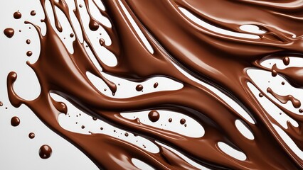 Splashes of chocolate milk on a white background