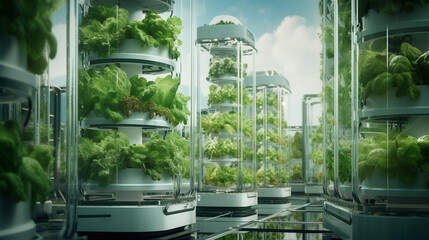 vertical farming, futuristic farming technology concept, green tech