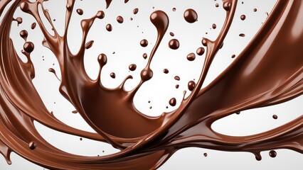 Splashes of chocolate milk on a white background
